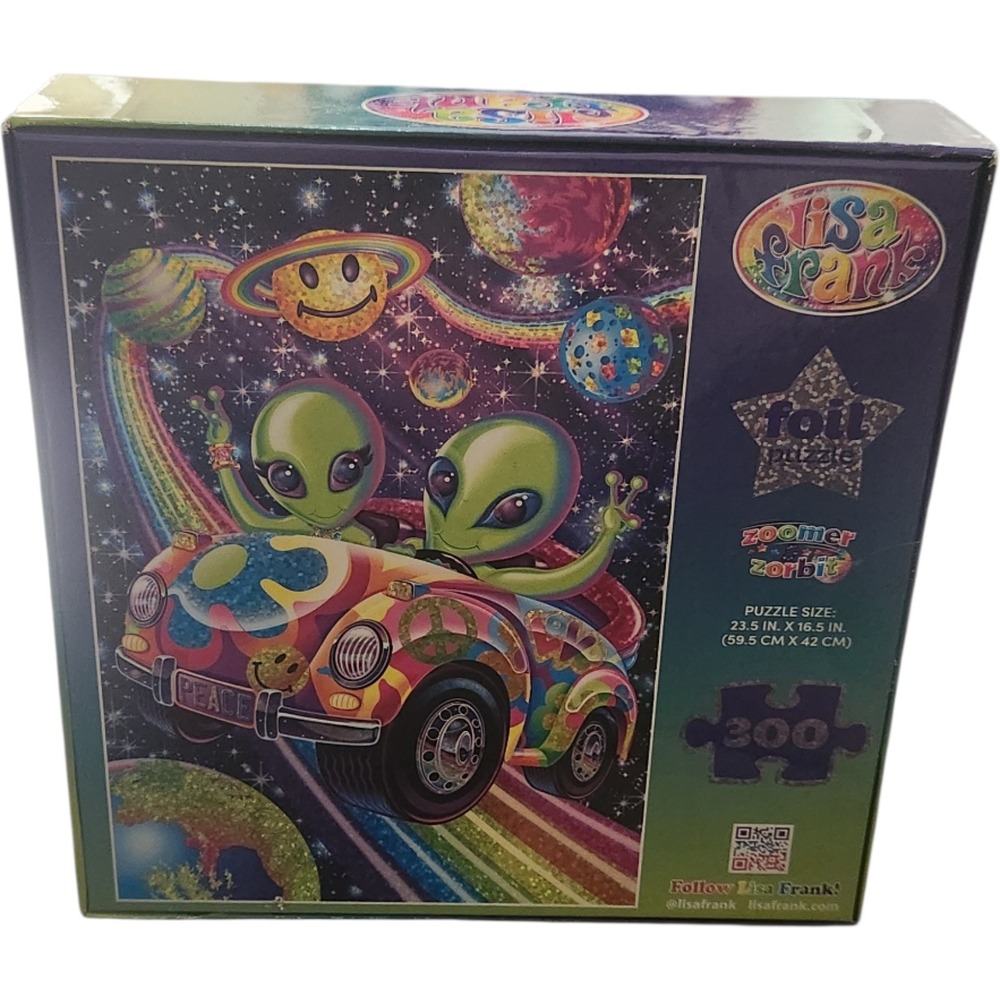 Lisa Frank Zoomer & Zorbit Foil Puzzle 300 Piece Aliens Space Rainbow New
